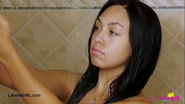 Amazing brunette with sexy body took a shower